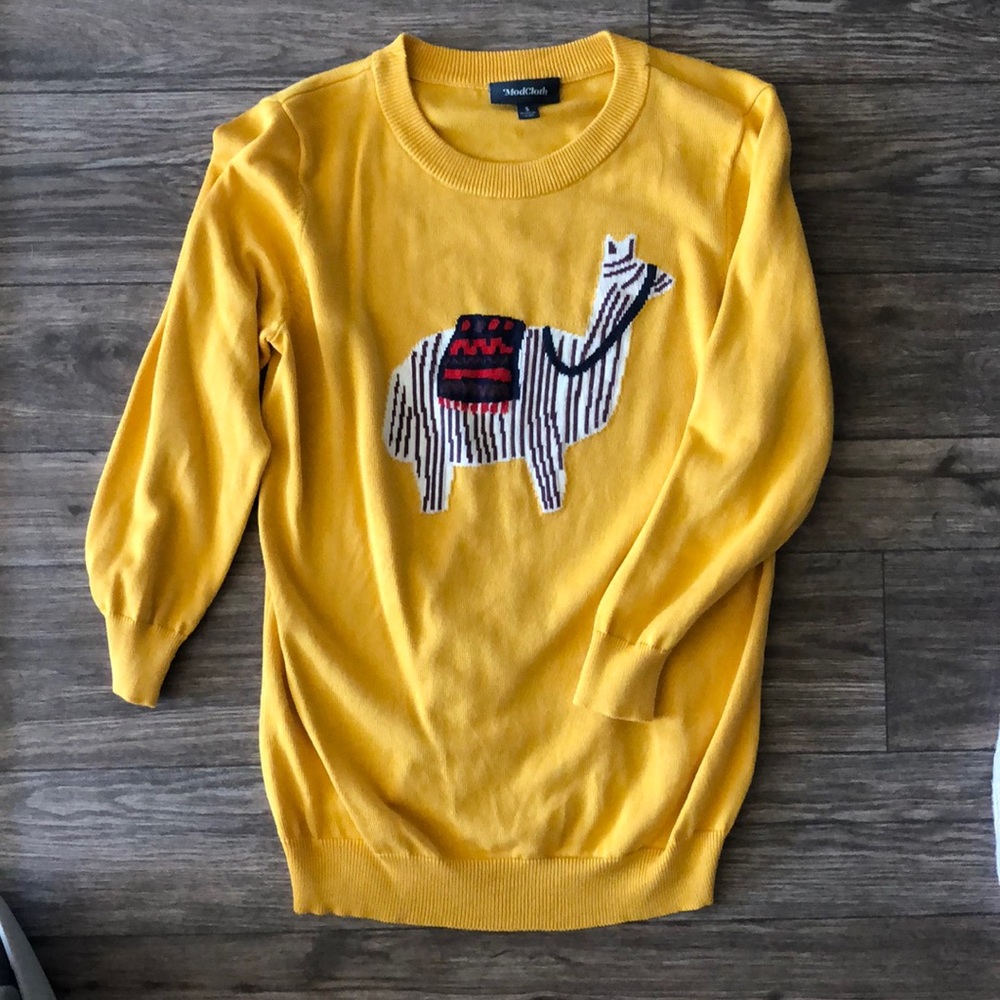 ModCloth S Quarter Sleeve Llama Sweater